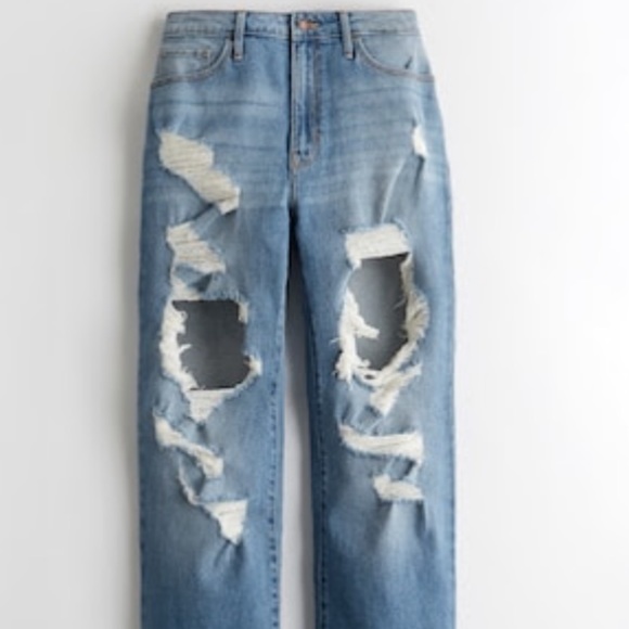 Hollister Denim - Hollister ultra high rise medium destroy dad jeans | Medium-wash | Size 11R